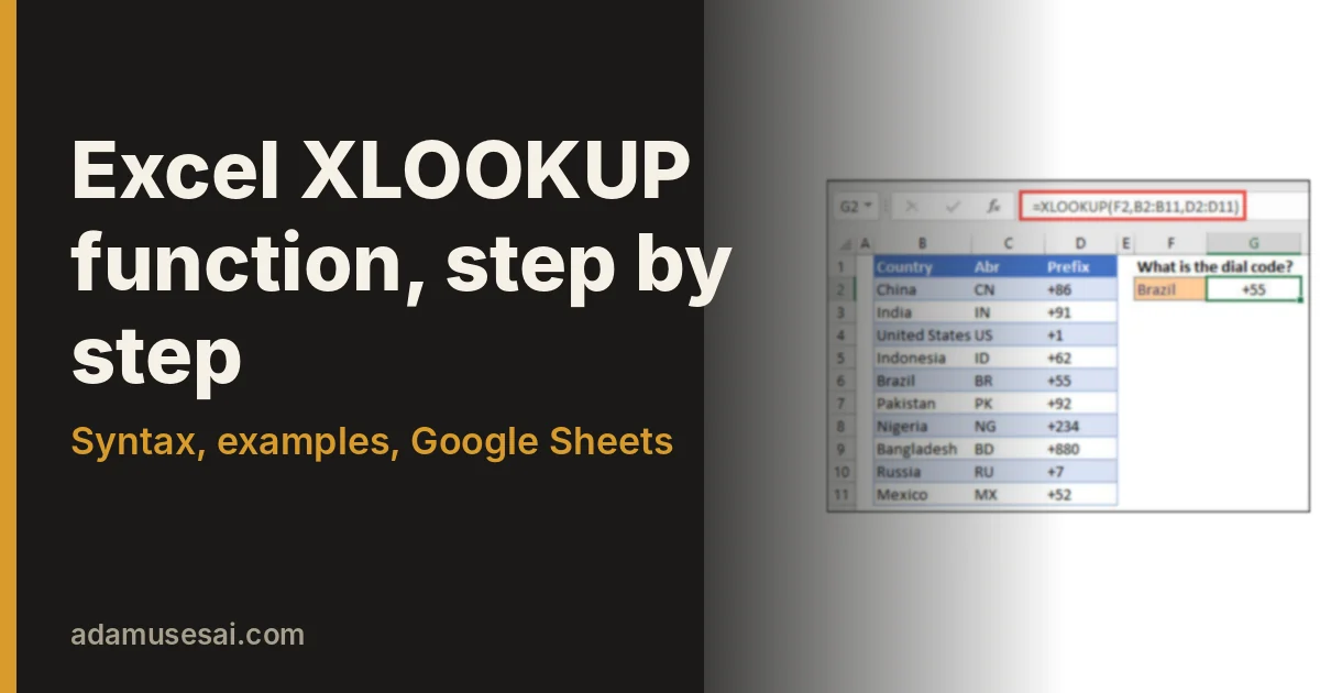 Excel XLOOKUP function: 6 arguments, examples, Google Sheets