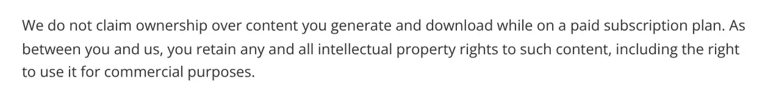 Hailuo AI paid terms stating that paid subscribers keep intellectual property rights in generated content, including commercial use