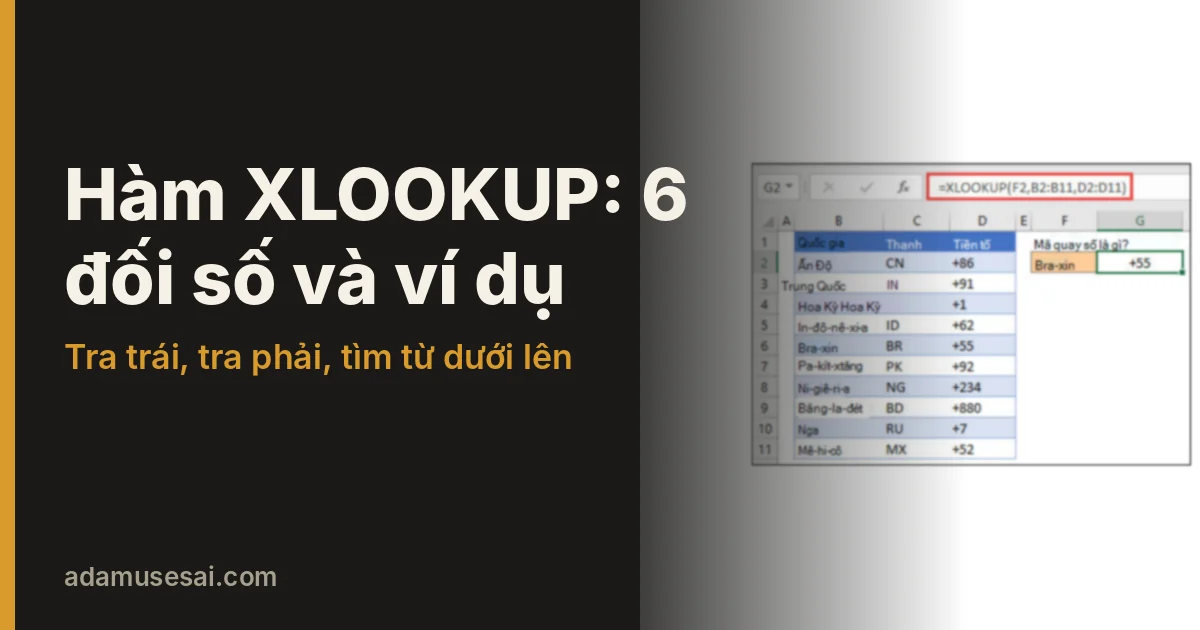 Hàm XLOOKUP: cú pháp 6 đối số, ví dụ và Google Sheets