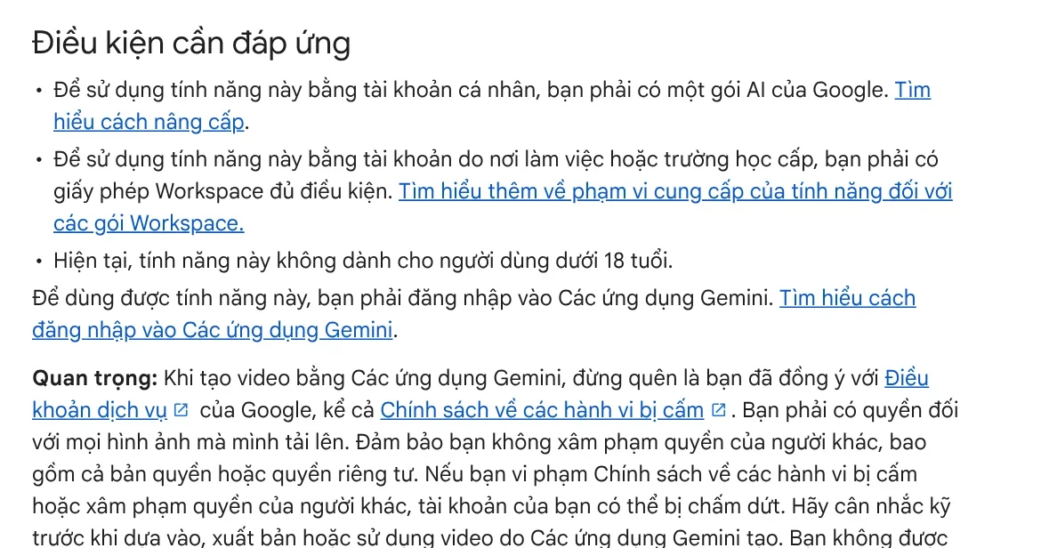 Note on the Gemini video page: use your discretion before relying on, publishing or using videos Gemini generates