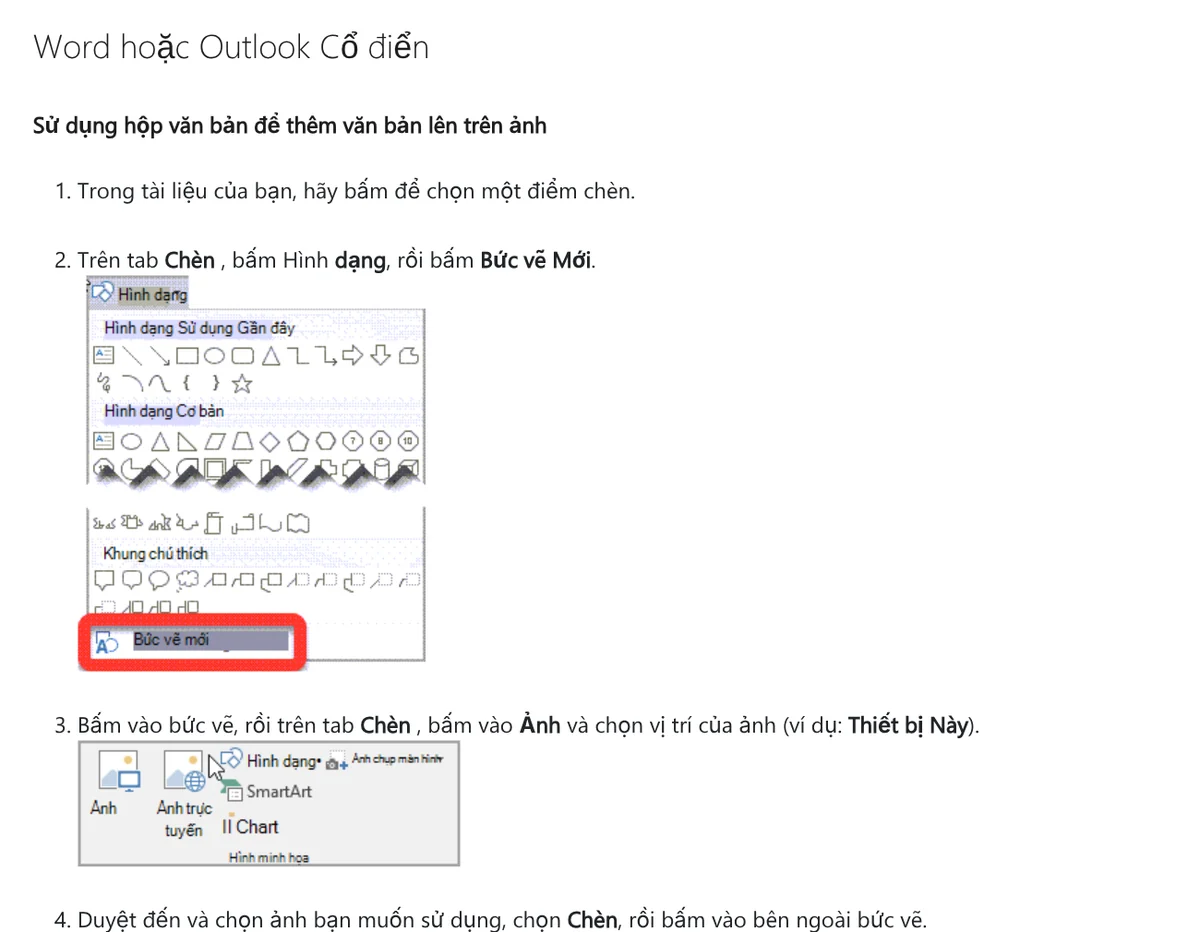 Microsoft instructions for Word: click Insert, Shapes, choose New Drawing Canvas, then insert the picture into the canvas